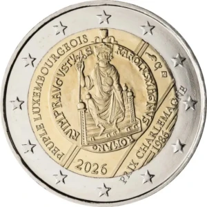 LUSSEMBURGO - 2026 - 2 € 40° dell'assegnazione del premio internazionale Carlomagno al popolo lussemburghese - FDC da rotolino