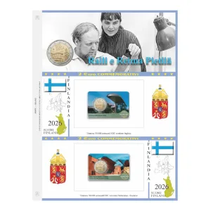 Foglio 2 Euro COMMEMORATIVO Finlandia 2026 Architetti Raili e Reima Pietila in due coin card Abafil
