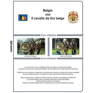 Inserto 2 5 Euro commemorativo Belgio Il cavallo da tiro belga in coin card 2026 Master Phil