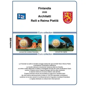 Inserto 2 Euro commemorativo Finlandia Architetti Raili e Reima Pietila in coin card 2026 Master Phil