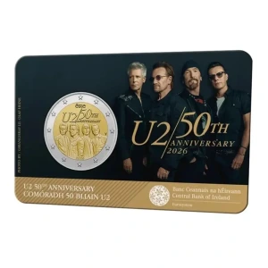 2026 2 Euro 50° del gruppo rock U2 FDC in coin card Irlanda 1