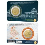 2026 2 Euro 50° dell Istituto Geografico Nazionale e 200° dell Osservatorio Reale del Belgio FDC in coin card versione olandese Belgio fronte e retro