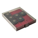 BOX PER COLLEZIONISTI FUME a 12 caselle quadrate da 70 mm Bordeaux Lindner 1
