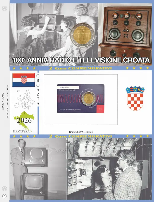 Foglio 2 Euro COMMEMORATIVO Croazia 2026 100° della radio e televisione croata in coin card Abafil Foglio 2 Euro COMMEMORATIVO Croazia 2026 100° della radio e televisione croata in coin card Abafil