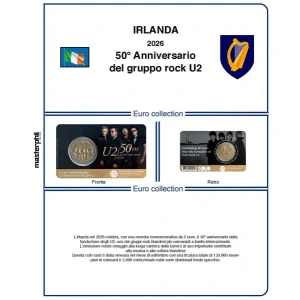 Inserto 2 Euro commemorativo Irlanda 50° degli U2 in coin card 2026 Master Phil