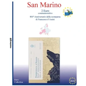 Inserto 2 Euro commemorativo San Marino in folder San Francesco 2026 Master