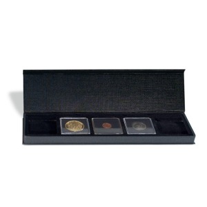 LEUCHTTURM - Astuccio AIRBOX in cartoncino a 5 caselle quadrate da 50 mm - Nero