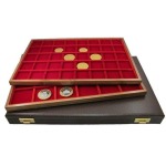 ABAFIL - Astuccio MINIDIPLOMAT con 2 ripiani Standard in velluto rosso Linea Legno a scelta - Cuoio antico