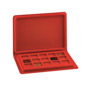 ABAFIL - Astuccio MINIFLOC con ripiano in floccato rosso a 6 caselle da 45 mm - Rosso