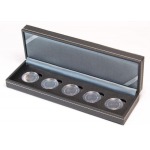 LINDNER - Astuccio NERA CASSETTA S BLACK SAMT a 5 caselle rotonde da 33,5 mm - Nero
