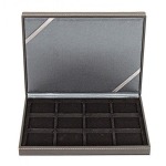 LINDNER - Astuccio NERA CASSETTA XM a 12 caselle quadrate da 52 mm - Nero