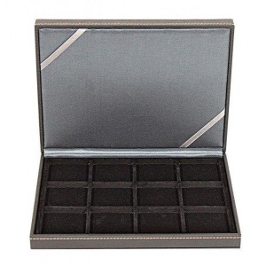 LINDNER - Astuccio NERA CASSETTA XM a 12 caselle quadrate da 52 mm - Nero