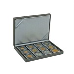 LINDNER - Astuccio NERA CASSETTA XM a 12 caselle quadrate da 52 mm - Nero
