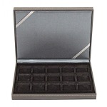 LINDNER - Astuccio NERA CASSETTA XM a 15 caselle quadrate da 40 mm - Nero