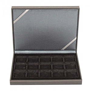 LINDNER - Astuccio NERA CASSETTA XM a 15 caselle quadrate da 40 mm - Nero