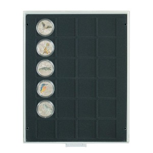 LINDNER - BOX CARBO a 24 caselle quadrate da 42 mm - Nero