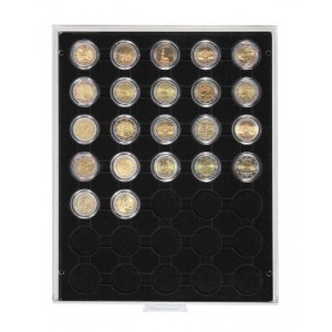 LINDNER - BOX CARBO a 35 caselle rotonde da 32 mm - Nero