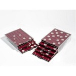 LINDNER - BOX FUMÉ a 99 caselle rotonde da 19,25 mm - Bordeaux