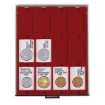 LINDNER - BOX FUMÉ a 12 caselle rettangolari da 50x75 mm - Bordeaux