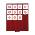 LINDNER - BOX FUMÉ a 20 caselle quadrate da 50 mm - Bordeaux