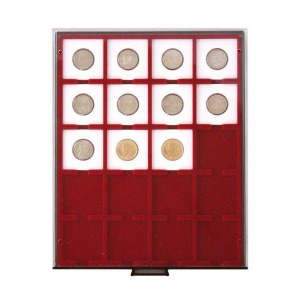 LINDNER - BOX FUMÉ a 20 caselle quadrate da 50 mm - Bordeaux