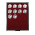 LINDNER - BOX FUMÉ a 20 caselle rotonde da 44 mm - Bordeaux