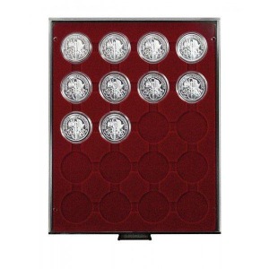 LINDNER - BOX FUMÉ a 20 caselle rotonde da 44 mm - Bordeaux