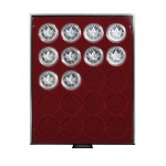 LINDNER - BOX FUMÉ a 20 caselle rotonde da 46 mm - Bordeaux