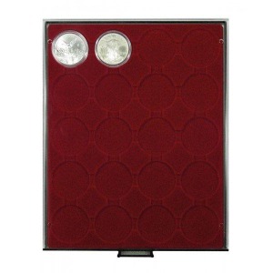 LINDNER - BOX FUMÉ a 20 caselle rotonde da 48 mm - Bordeaux