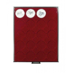 LINDNER - BOX FUMÉ a 20 caselle rotonde da 49 mm - Bordeaux