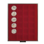 LINDNER - BOX FUMÉ a 24 caselle quadrate da 42 mm - Bordeaux