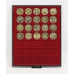 LINDNER - BOX FUMÉ a 35 caselle quadrate da 36 mm - Bordeaux