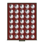LINDNER - BOX FUMÉ a 35 caselle rotonde da 36 mm - Bordeaux
