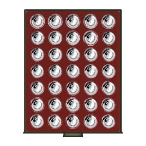 LINDNER - BOX FUMÉ a 35 caselle rotonde da 36 mm - Bordeaux
