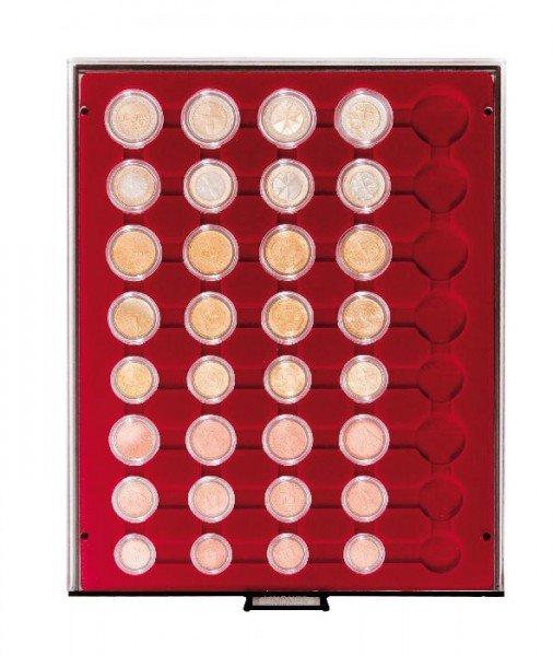 BOX FUMÉ a 40 caselle rotonde per 5 serie Euro Bordeaux Lindner 1 LINDNER - BOX FUMÉ a 40 caselle rotonde per 5 serie Euro - Bordeaux