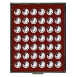 LINDNER - BOX FUMÉ a 42 caselle rotonde da 29,5 mm - Bordeaux