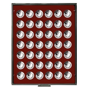 LINDNER - BOX FUMÉ a 42 caselle rotonde da 29,5 mm - Bordeaux