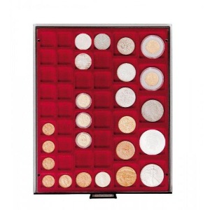 LINDNER - BOX FUMÉ a 45 caselle quadrate miste - Bordeaux
