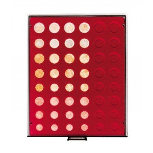 LINDNER - BOX FUMÉ a 48 caselle rotonde per 6 serie Euro - Bordeaux
