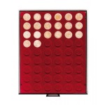 LINDNER - BOX FUMÉ a 54 caselle rotonde da 25,75 mm - Bordeaux