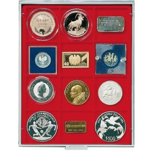 LINDNER - BOX STANDARD a 12 caselle quadrate da 66 mm - Rosso
