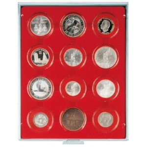 LINDNER - BOX STANDARD a 12 caselle rotonde da 58 mm - Rosso