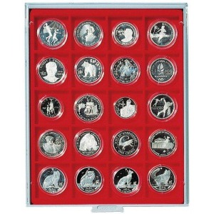 LINDNER - BOX STANDARD a 20 caselle quadrate da 51 mm profonde - Rosso