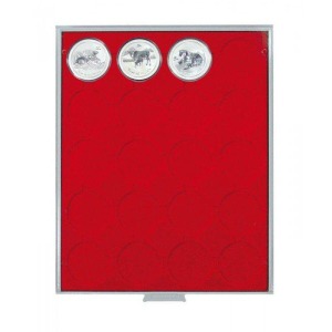 LINDNER - BOX STANDARD a 20 caselle rotonde da 49 mm - Rosso