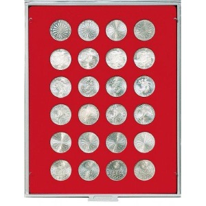 LINDNER - BOX STANDARD a 24 caselle rotonde da 32,5 mm - Rosso