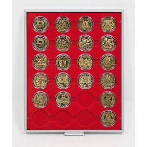LINDNER - BOX STANDARD a 24 caselle rotonde da 41 mm - Rosso