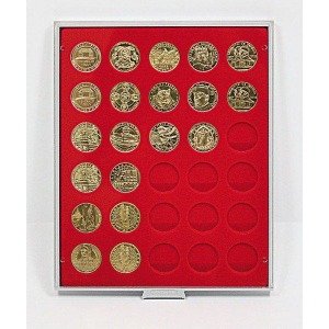 LINDNER - BOX STANDARD a 30 caselle rotonde da 34 mm - Rosso