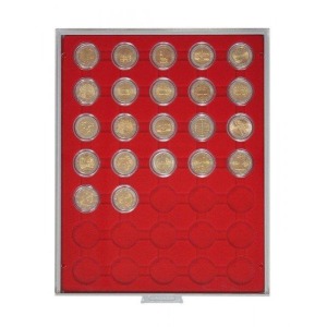LINDNER - BOX STANDARD a 35 caselle rotonde da 32 mm - Rosso