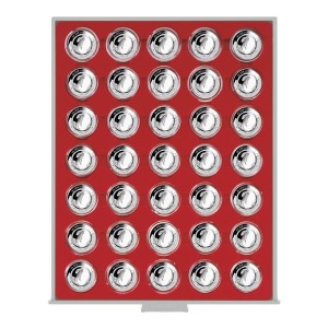 LINDNER - BOX STANDARD a 35 caselle rotonde da 36 mm - Rosso