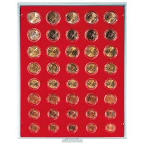LINDNER - BOX STANDARD a 40 caselle rotonde per 5 serie Euro - Rosso